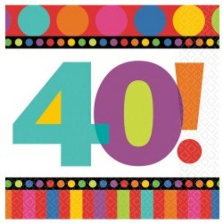 Dots & Stripes 40th Birthday Napkins | We Like To Party
