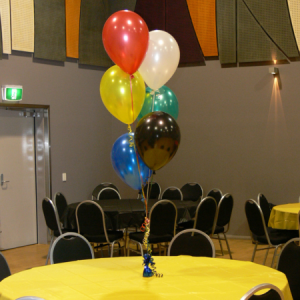 We Like To Party Balloon Bouquet of 6 with colourful balloons on a standard weight